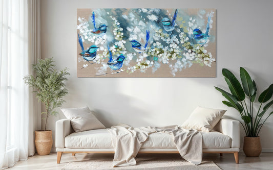 Amanda Brooks - Blue wrens and cherry blossoms