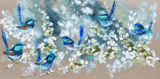 Amanda Brooks - Blue wrens and cherry blossoms